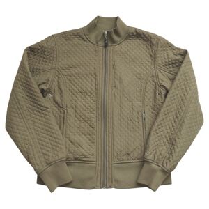 NEW BALANCE Bomber Jacket Olive Green Zippered Fleece Lined Zip Pockets Size M